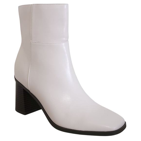 Bandolino Women Mayi Block Heel Square Toe Ankle Bootie Size US 7.5M Ivory White - Picture 1 of 6